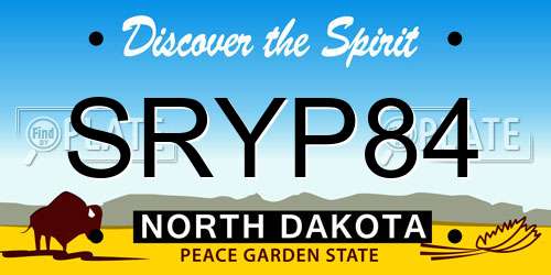 SRYP84 North Dakota License Plate