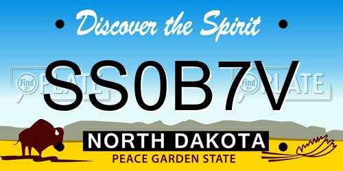 SS0B7V North Dakota License Plate