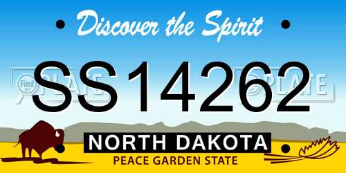 SS14262 North Dakota License Plate