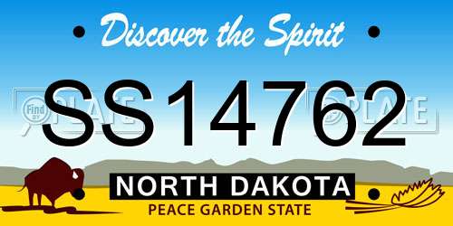 SS14762 North Dakota License Plate