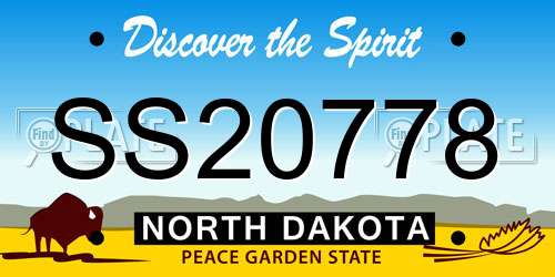 SS20778 North Dakota License Plate