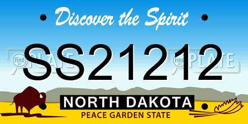SS21212 North Dakota License Plate