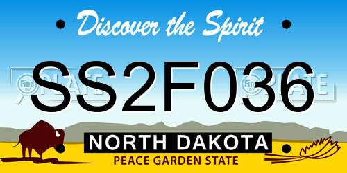 SS2F036 North Dakota License Plate