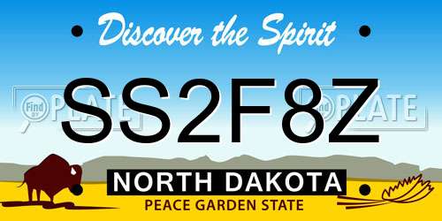 SS2F8Z North Dakota License Plate