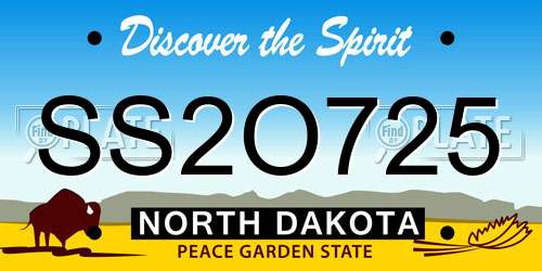 SS2O725 North Dakota License Plate