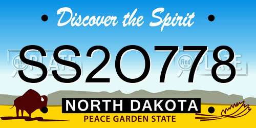 SS2O778 North Dakota License Plate