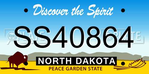 SS40864 North Dakota License Plate