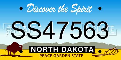 SS47563 North Dakota License Plate