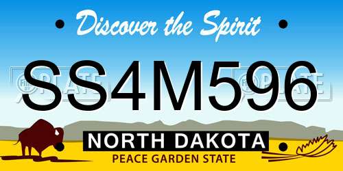 SS4M596 North Dakota License Plate