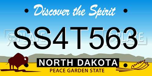 SS4T563 North Dakota License Plate