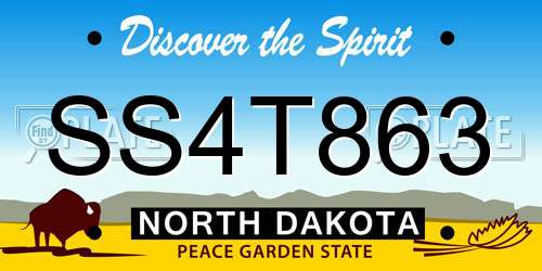 SS4T863 North Dakota License Plate