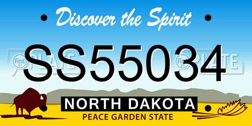 SS55034 North Dakota License Plate
