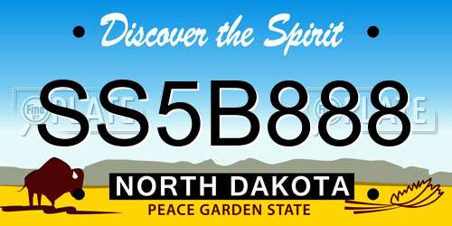 SS5B888 North Dakota License Plate
