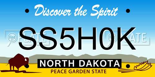 SS5H0K North Dakota License Plate