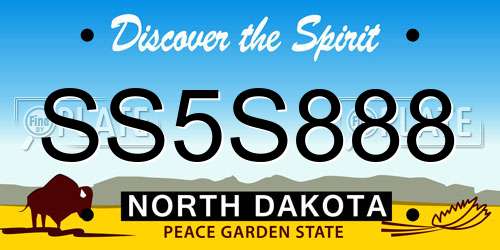 SS5S888 North Dakota License Plate