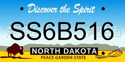 SS6B516 North Dakota License Plate