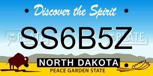 SS6B5Z North Dakota License Plate