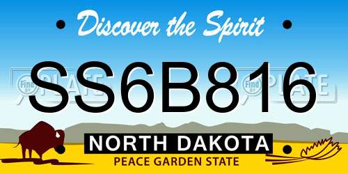 SS6B816 North Dakota License Plate