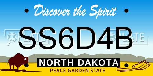 SS6D4B North Dakota License Plate