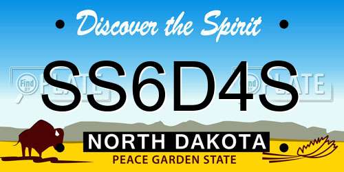 SS6D4S North Dakota License Plate