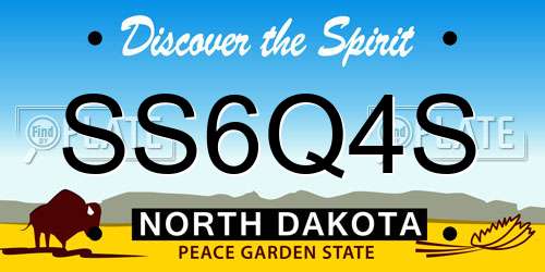 SS6Q4S North Dakota License Plate