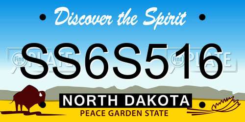 SS6S516 North Dakota License Plate