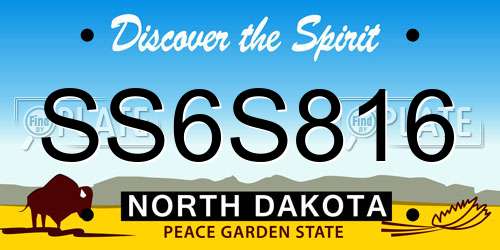 SS6S816 North Dakota License Plate