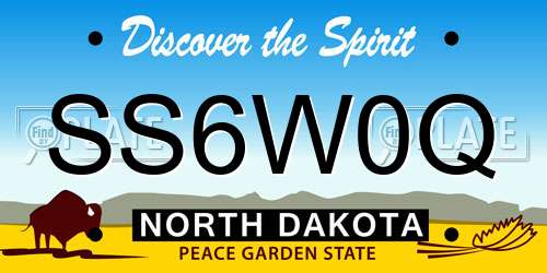 SS6W0Q North Dakota License Plate