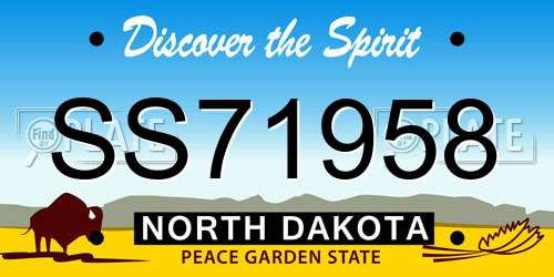 SS71958 North Dakota License Plate