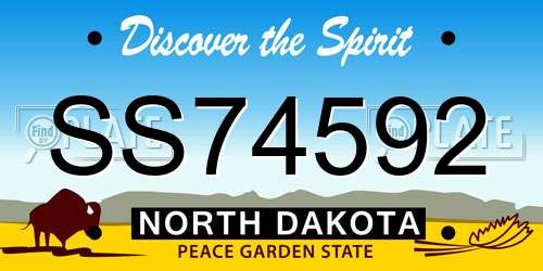 SS74592 North Dakota License Plate
