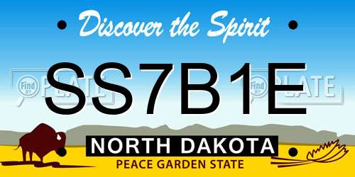 SS7B1E North Dakota License Plate