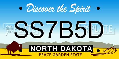 SS7B5D North Dakota License Plate