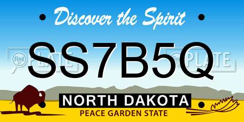 SS7B5Q North Dakota License Plate