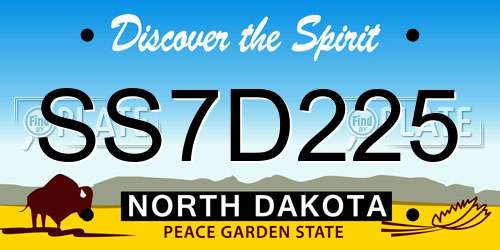 SS7D225 North Dakota License Plate
