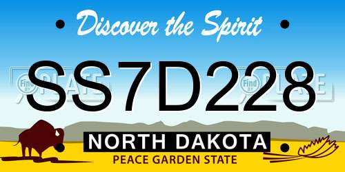 SS7D228 North Dakota License Plate