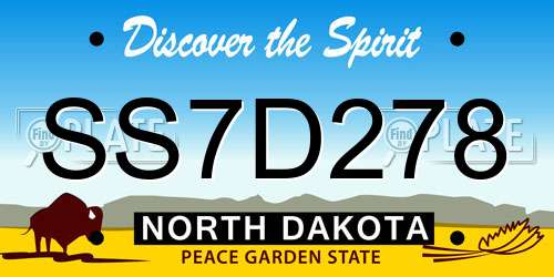 SS7D278 North Dakota License Plate