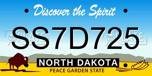 SS7D725 North Dakota License Plate