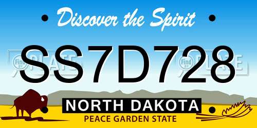 SS7D728 North Dakota License Plate