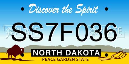 SS7F036 North Dakota License Plate