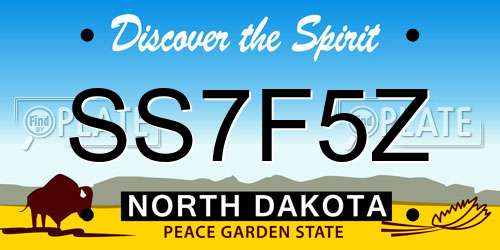 SS7F5Z North Dakota License Plate