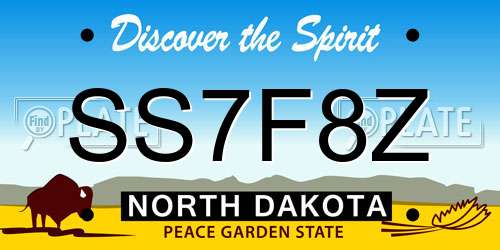 SS7F8Z North Dakota License Plate