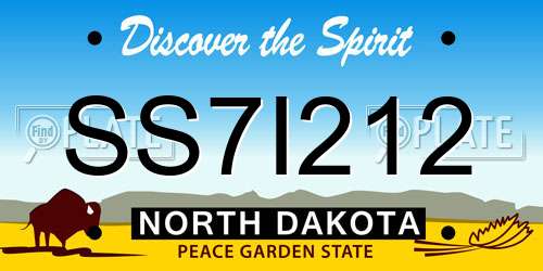 SS7I212 North Dakota License Plate