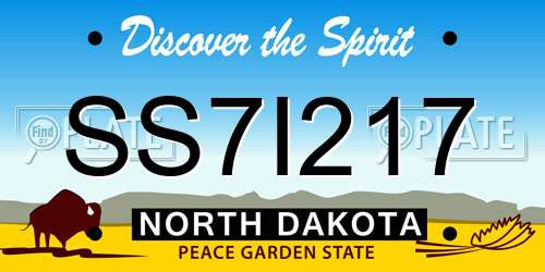SS7I217 North Dakota License Plate