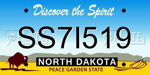 SS7I519 North Dakota License Plate