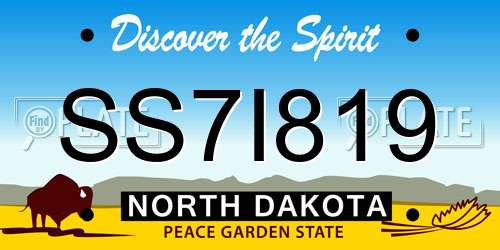 SS7I819 North Dakota License Plate