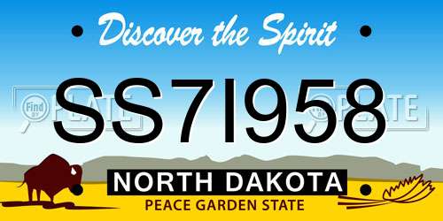 SS7I958 North Dakota License Plate