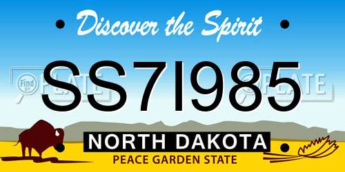 SS7I985 North Dakota License Plate