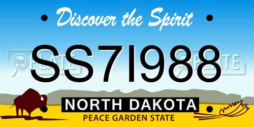 SS7I988 North Dakota License Plate