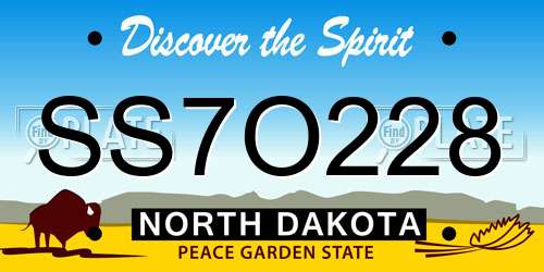 SS7O228 North Dakota License Plate
