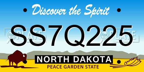 SS7Q225 North Dakota License Plate